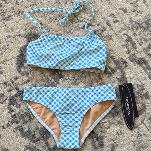 Toobydoo Blue & White Gingham Girls' Bikini Set